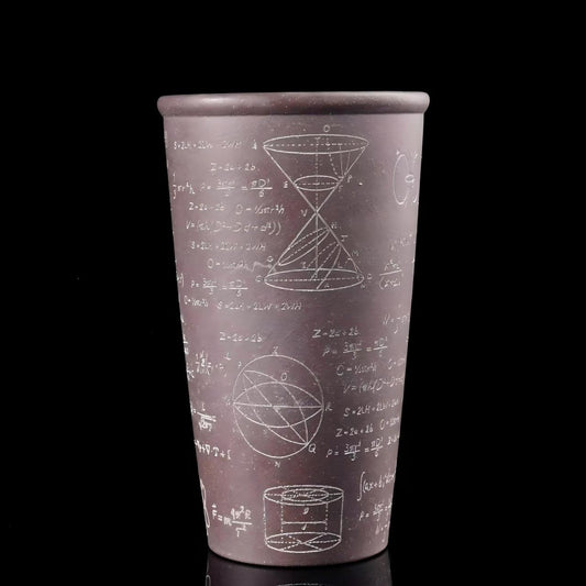Saanwu Studio Yixing Zisha clay calculus and math equation pattern cup with large capacity of 300 ml