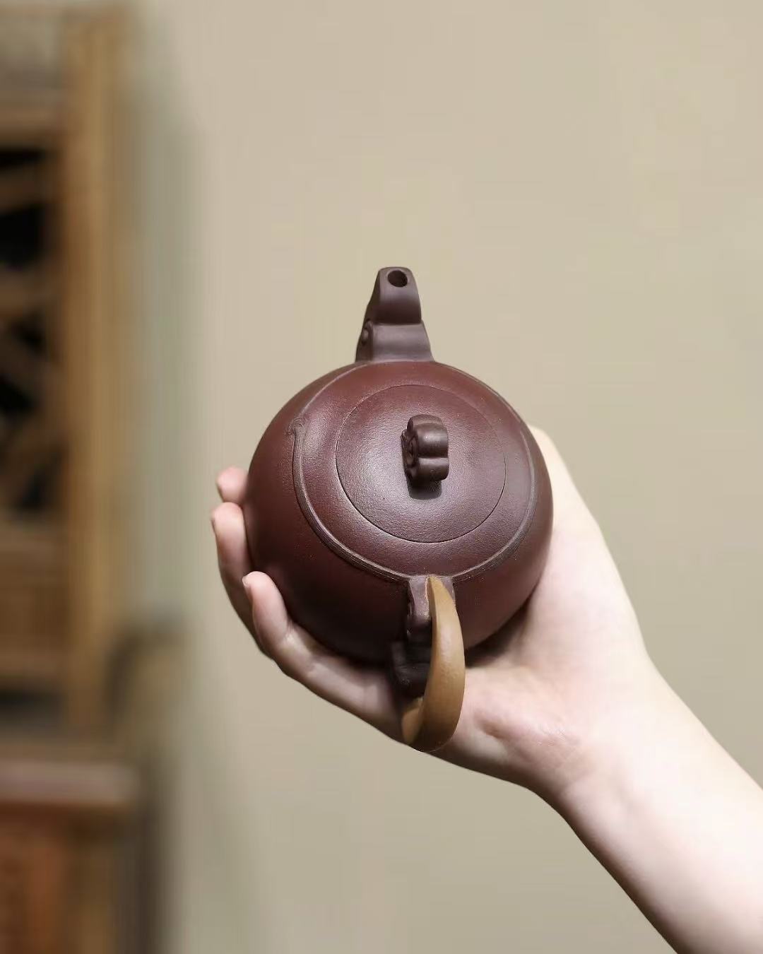 Authentic Yixing Zisha teapot with symbolic lunar pattern