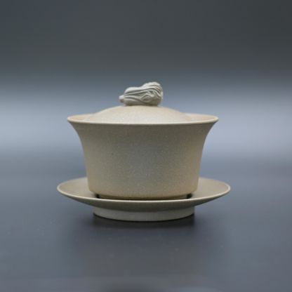 Gaiwan Yixing en argile violette brute originale, fait à la main, modèle Trois Talents