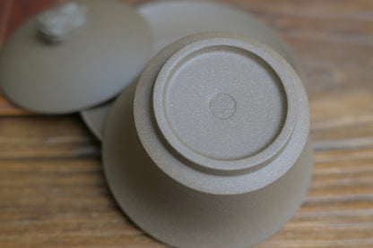 Gaiwan Yixing en argile violette brute originale, fait à la main, modèle Trois Talents