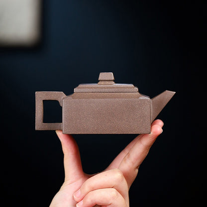 Yixing green-grey Duan clay teapot with natural mineral texture, perfect for Wuyi rock tea and Tieguanyin
