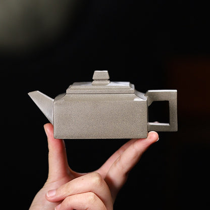 Artisan Yixing teapot made from middle-layer Qinghui clay, featuring natural speckled appearance