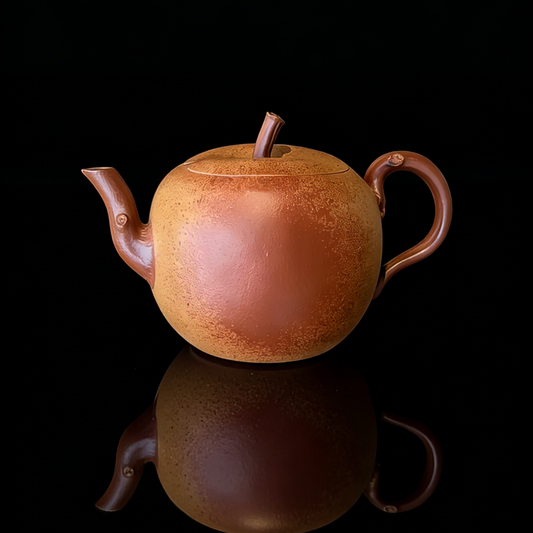 Yixing Zisha Handmade Apple-Shaped ‘‘Golden Duanni’’ Teapot