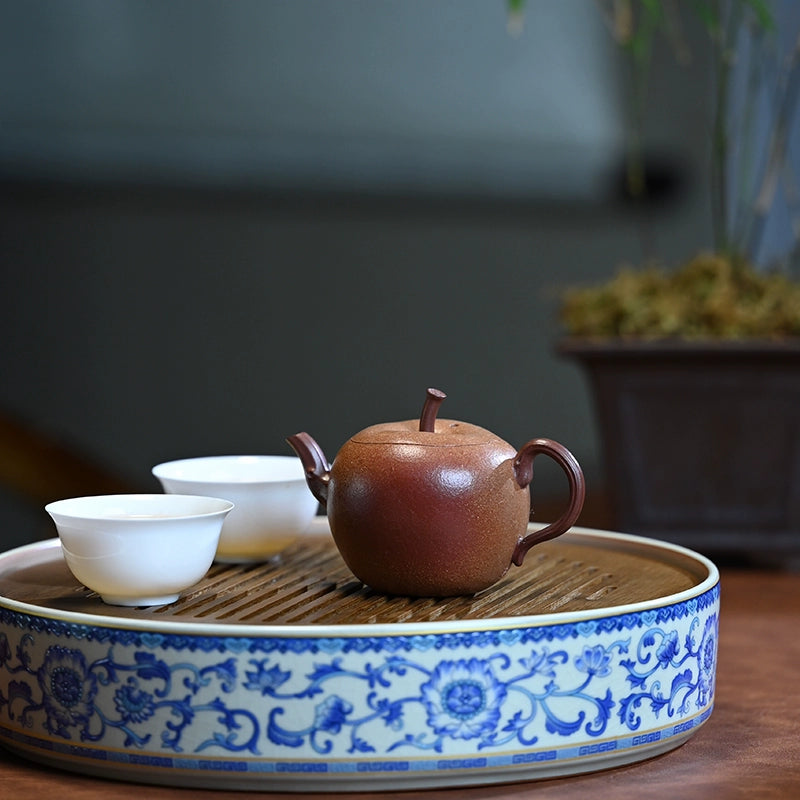 Apple-shaped handmade Yixing Duanni Zisha teapot
