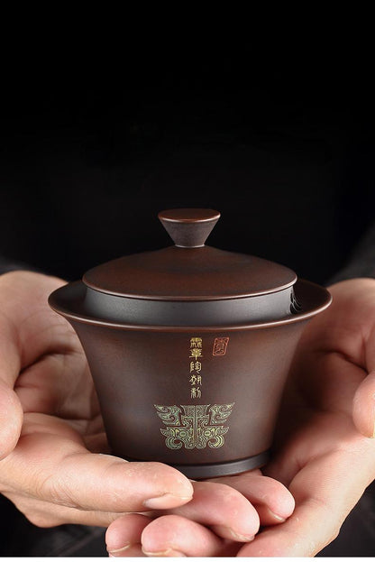 Yunnan handmade purple clay Gaiwan with high iron content