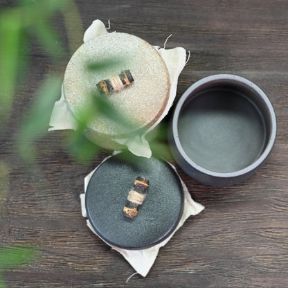 Boîte à thé en poterie brute de petite taille, style rétro japonais