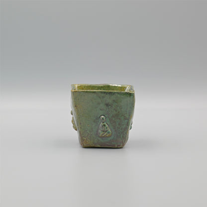 Tasse à Thé en Porcelaine Glaçurée Bronze Bouddha de Dunhuang Faite à la Main