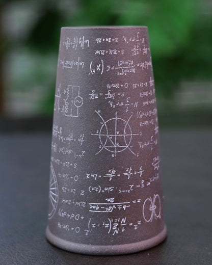 Saanwu Studio Yixing Zisha clay calculus and math equation pattern cup with large capacity of 300 ml