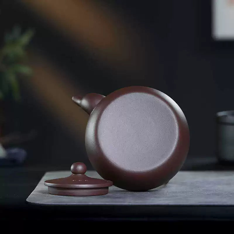 Purple clay ore teapot with handle, handcrafted 1050ml Yixing pot