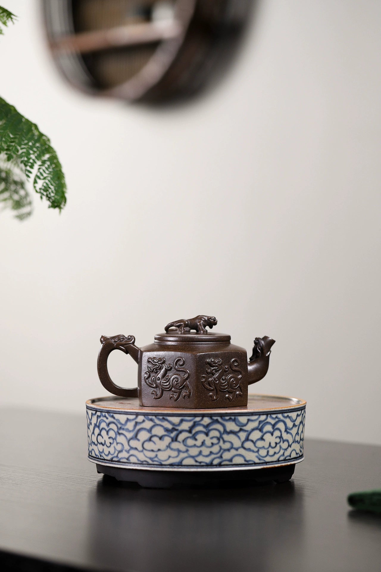 Supreme Tiger Taming Dragon Teapot with Dragon Spout and Tiger Lid Knob