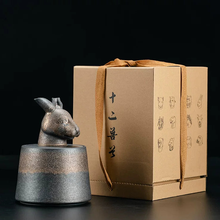 Chinese animal head lid tea jar